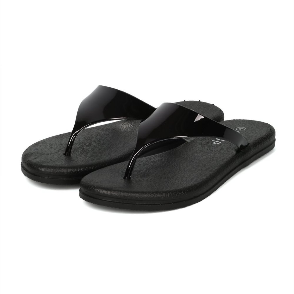Alrisco Metallic Triangle Thong Flatform T-Strap Spring Summer Sandals - Picture 3 of 6